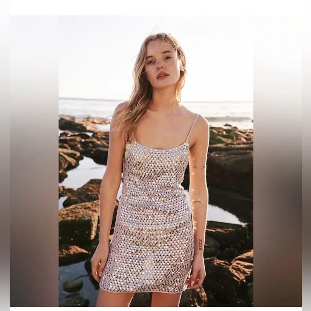 Flook The Label‎ x Free People Silver Mini Dress Size Medium NWT